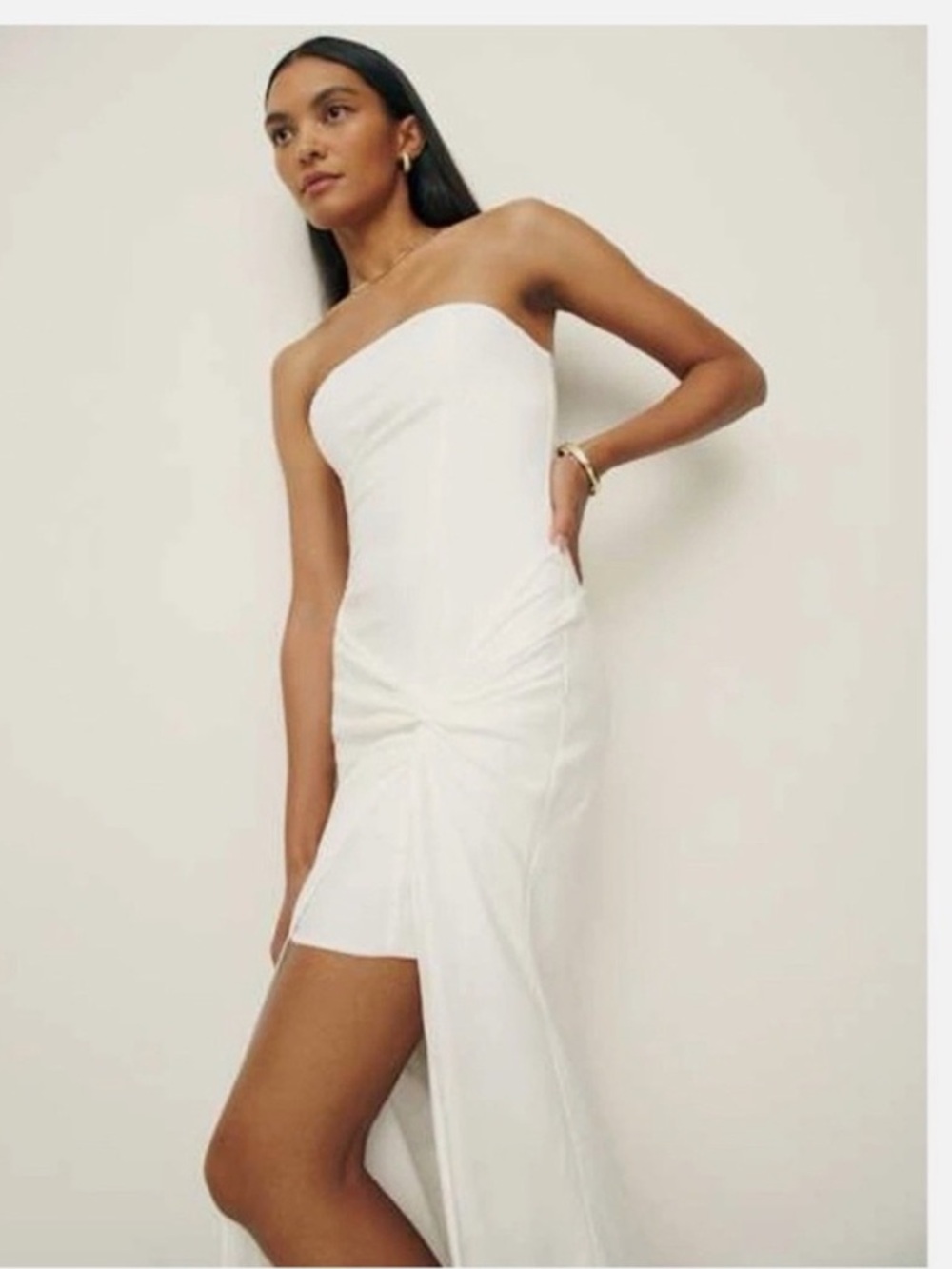 Reformation Strapless White Cotton Kynzie Dress NWT size 12
